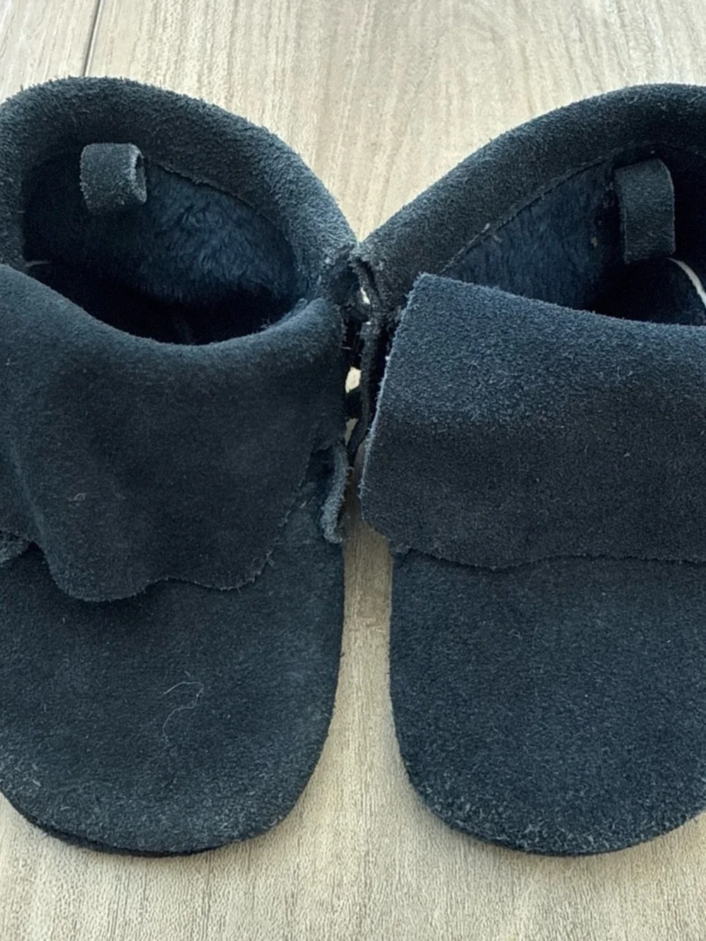 Navy Blue Suede Baby Moccasins